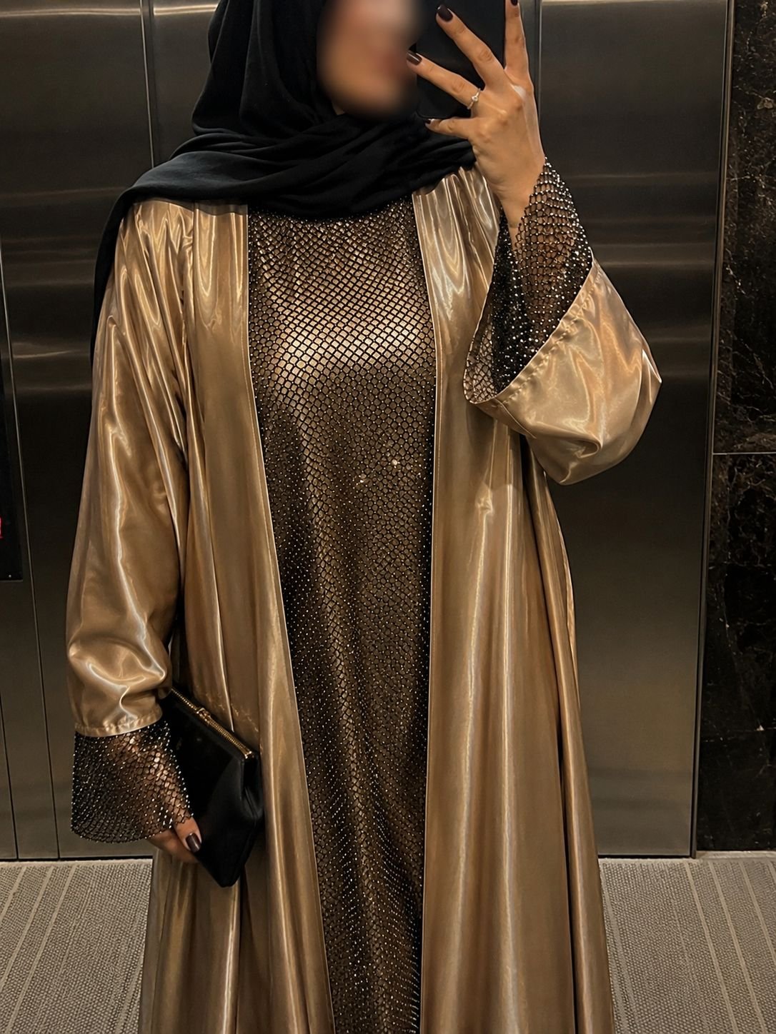 teal silk butterfly abaya