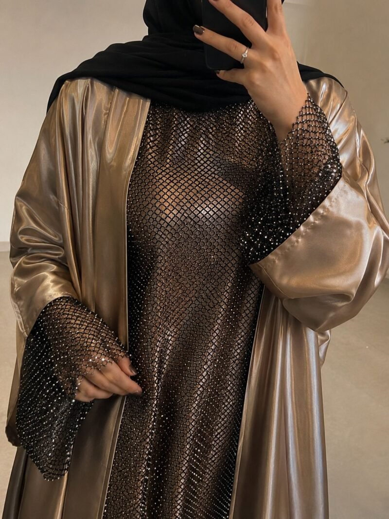 teal silk butterfly abaya